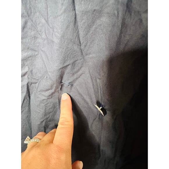 Plan C Dark Blue 100% Cotton Square Neck Button Up Back A-Line Dress Size 44 - Picture 10 of 14